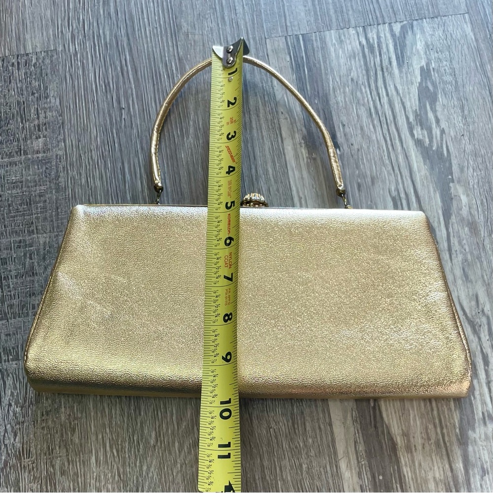 Vintage Gold Foil Metallic Snap Lock Mini Bag Purse - Picture 14 of 16